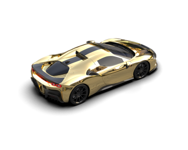 Altın renkli lüks araba. 3 Boyutlu Hazırlama.