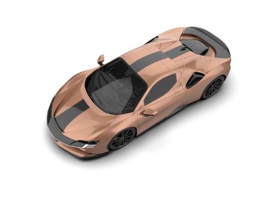 Stüdyoda markasız, jenerik olmayan bir arabanın 3 boyutlu çizimi.