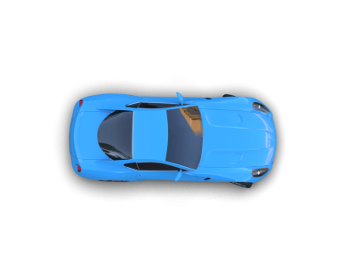 mavi modern spor araba üst görünümü 3D
