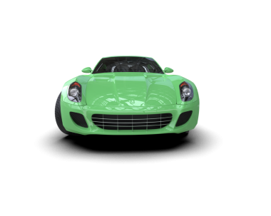 Beyaz arka planda yeşil araba. 3d oluşturma.