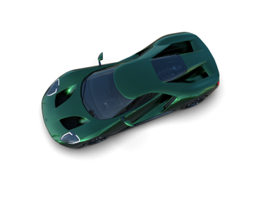 Siyah arka planı olan yeşil spor araba.