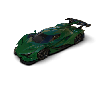 Beyaz arkaplanda izole edilmiş yeşil bir arabanın 3 boyutlu görüntüsü