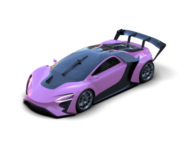 Pembe arka planı olan süper modern bir araba.