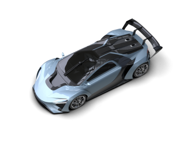 Beyaz stüdyo arka planında 3 boyutlu bir araba görüntüsü