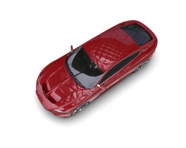 Kırmızı araba siyah arka planda izole edilmiş. 3d illüstrasyon