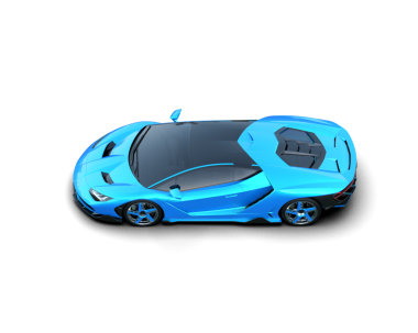 Beyaz arkaplanda izole edilmiş mavi bir arabanın 3 boyutlu görüntüsü