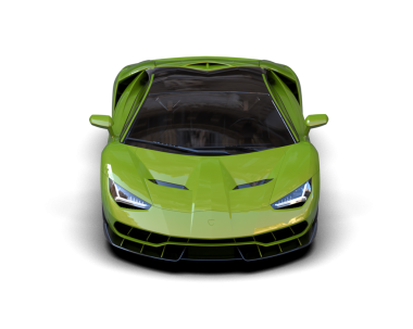 Siyah arka planda süper yeşil bir araba. 3 d