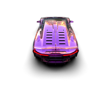 Siyah arka planda bir arabanın 3 boyutlu resmi.