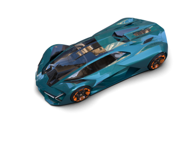 Beyaz arka planda izole edilmiş yansıtıcı bir arabanın 3 boyutlu yansıması