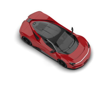 Kırmızı modern spor araba. Beyaz bir arka planda izole edilmiş. 3 Boyutlu Hazırlama.