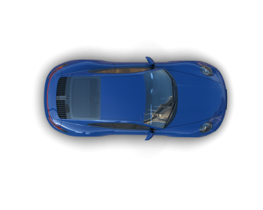 modern araba siyah arka planda yansımayla izole edilmiş. Yukarıdan manzara güzel. 3d illüstrasyon