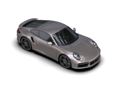 Siyah arka planda izole edilmiş modern bir spor arabanın 3 boyutlu resmi.