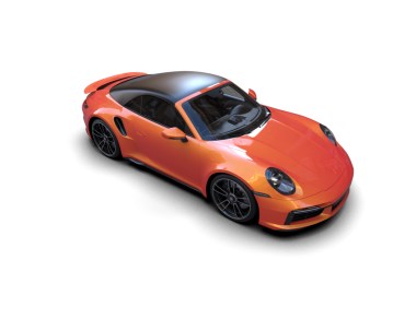 turuncu araba siyah arka planda izole edilmiş.