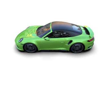 3 boyutlu yeşil bir spor araba.