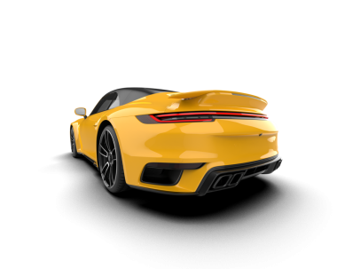 Beyaz arka planda modern lüks sarı spor araba..