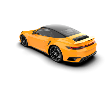 Beyaz arka planda turuncu spor araba. 3d illüstrasyon.