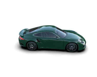 Siyah arka planda yeşil bir araba. 3d illüstrasyon.