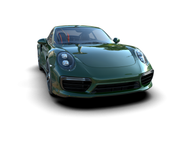 Yeşil bir spor arabanın 3 boyutlu resmi