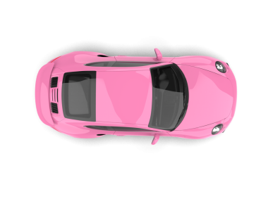 pembe modern araba beyazda izole edilmiş.