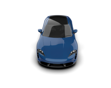 mavi elektrikli araba yan görünümü 3D görüntüleme beyaz arkaplan üzerinde izole