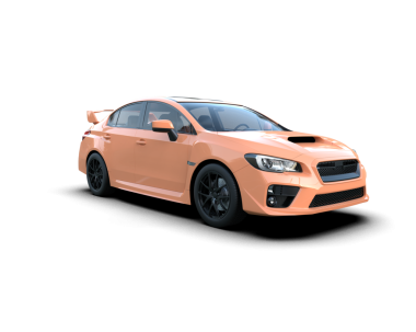 Bir markanın 3 boyutlu çizimi, koyu renkli bir araba.