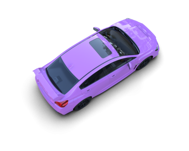 Mor arkaplanda izole edilmiş bir arabanın 3 boyutlu görüntüsü