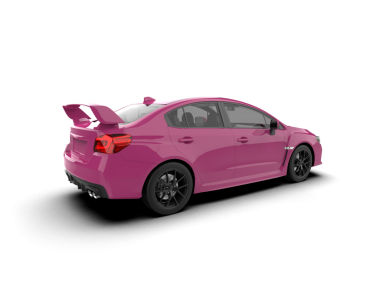 Pembe araba beyaz arka planda izole edilmiş. 3d illüstrasyon