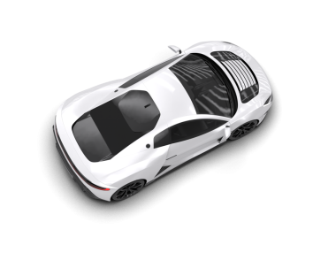 Beyaz arka planı beyaz ekranlı siyah lüks bir araba. 3d oluşturma.