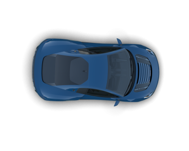 Koyu renk arka plan stüdyosunda 3 boyutlu mavi bir araba görüntüsü.