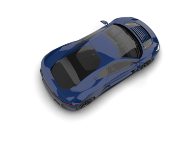 Stüdyonun arka planında 3 boyutlu markasız bir araba görüntüsü.