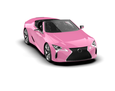 Araba pembe renkte. Beyaz arka planda izole edilmiş. 3d resimleme.