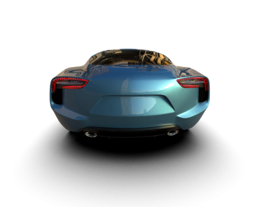 Siyah arkaplandaki bir arabanın 3 boyutlu görüntüsü