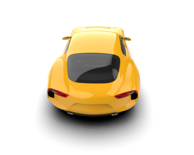 Beyaz arka planda izole edilmiş sarı lüks araba. 3d illüstrasyon.