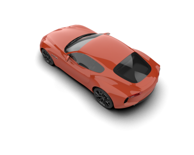 Beyaz arkaplandaki bir arabanın 3 boyutlu canlandırması