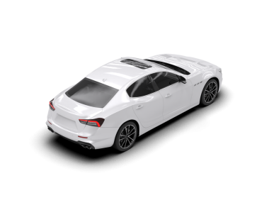 Gri arka planda izole edilmiş beyaz modern spor araba