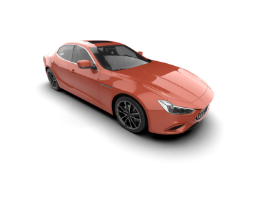 Beyaz arka planda izole edilmiş gerçekçi bir araba. 3d illüstrasyon