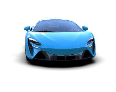 Mavi spor araba beyaz arka planda izole edilmiş. ön görünüm