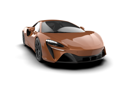 Turuncu bir arabanın 3 boyutlu görüntüsü