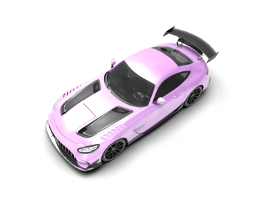 Pembe modern araba kırpma yolu ile beyaz arka planda izole.