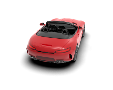 Beyaz arka planda beyaz stüdyo vagonunda izole edilmiş bir arabanın 3 boyutlu görüntüsü.