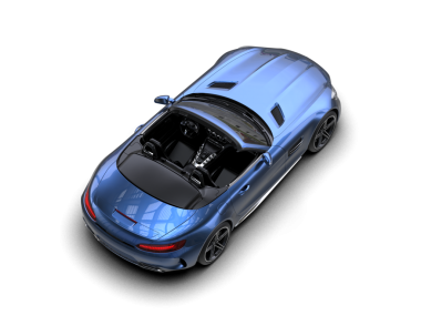 Mavi lüks araba siyahta izole edilmiş. 3 Boyutlu Hazırlama.