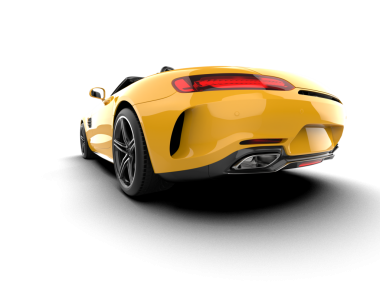 Sarı spor araba. Yan görünüş. 3d oluşturma