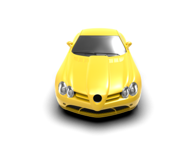 Sarı spor araba gri arka planda izole edildi