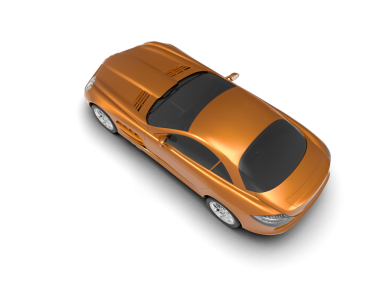 turuncu araba siyah arka planda 3 boyutlu.