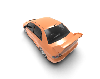 Turuncu gradyanı olan araba. 3 Boyutlu Hazırlama