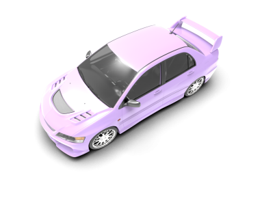 Pembe spor araba, kesme yolu olan beyaz bir arka planda izole edilmiş. 3 Boyutlu Hazırlama.