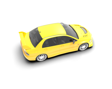 Sarı modern araba beyaz arka planda izole edilmiş. 3d illüstrasyon.