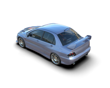 Beyaz arka planda bir araba. 3d oluşturma