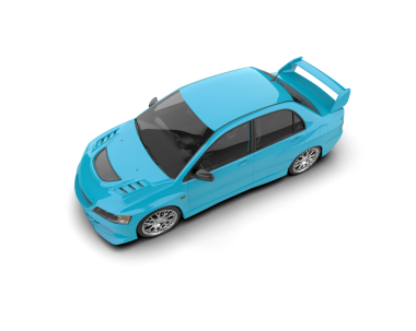 mavi araba beyaz arkaplanda izole edildi. 3 boyutlu görüntüleme