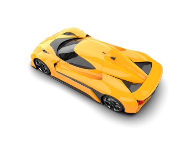 Sarı araba beyaz arka planda izole edilmiş. 3d oluşturma.